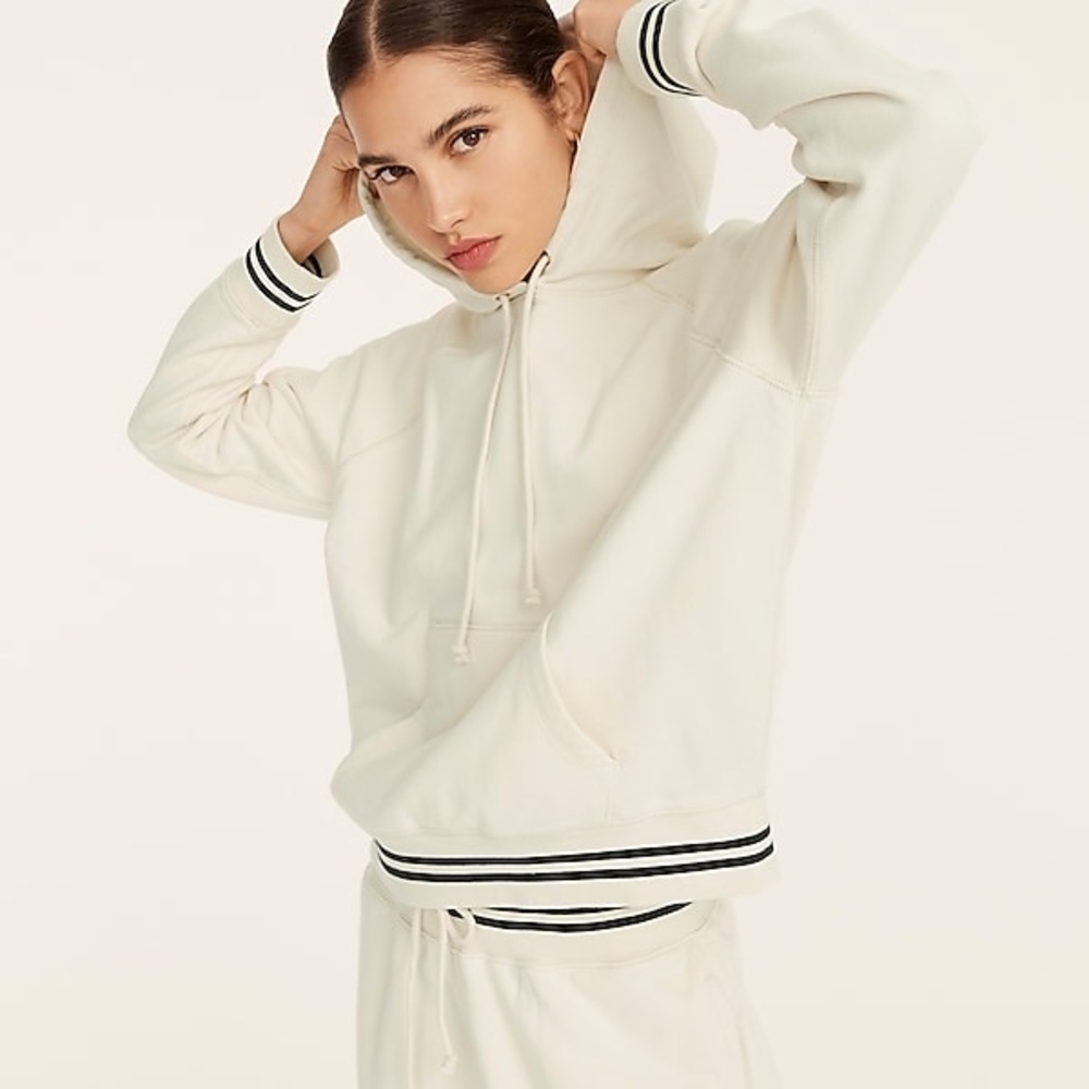 J CREW UNIVERSITY HOODY SWEATSHIRT STRIPED CUFF NWT SZ MED